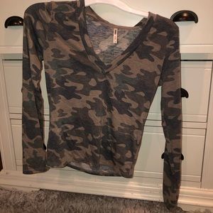 Camo V neck